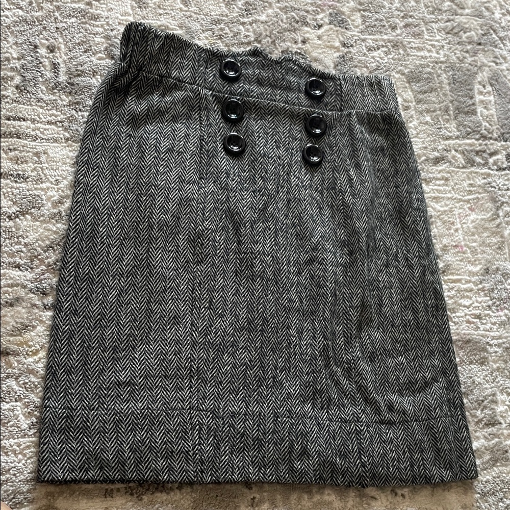 Ella Moss Black and Gray Herringbone Pencil Skirt